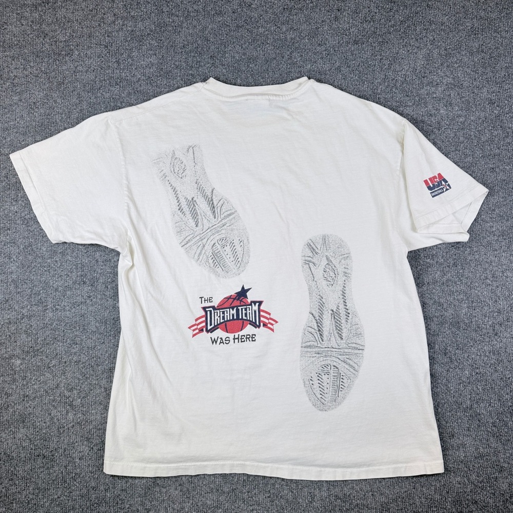 Vintage Dream Team USA Basketball T Shirt Mens XL Jordan White Made in USA 90s